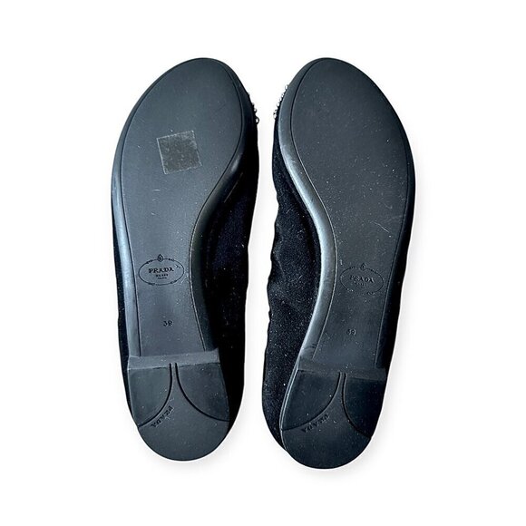 Prada Black Suede Jeweled Ballet Flats, size 39 EU, Original box, dust bag - Picture 6 of 14